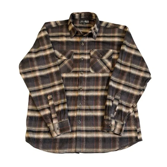 Canyon Guide Outfitters Men’s Plaid Button-Up Flannel Shirt Brown Tan XL #1515 - Picture 2 of 5